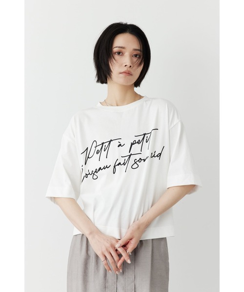 Limue(リミュ)の「プリントロゴTシャツ(Messege)(Tシャツ/カットソー・レディース・ブラック/オフホワイト・FREE)」の1枚目の写真