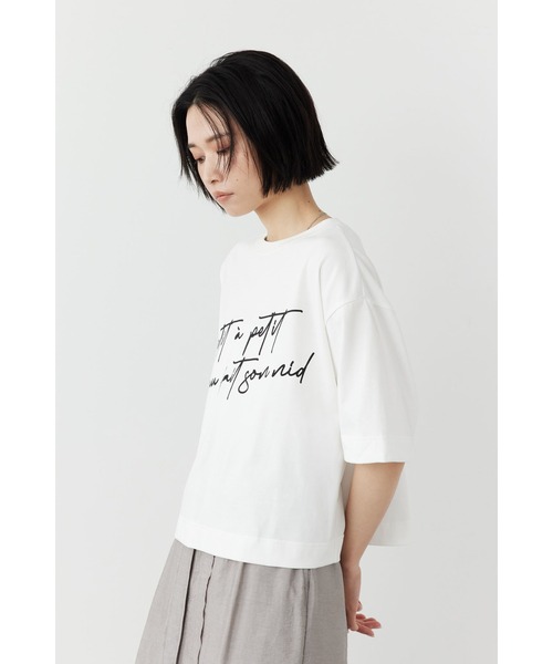 Limue(リミュ)の「プリントロゴTシャツ(Messege)(Tシャツ/カットソー・レディース・ブラック/オフホワイト・FREE)」の4枚目の写真