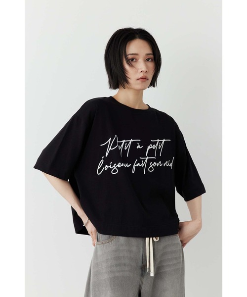 Limue(リミュ)の「プリントロゴTシャツ(Messege)(Tシャツ/カットソー・レディース・ブラック/オフホワイト・FREE)」の16枚目の写真