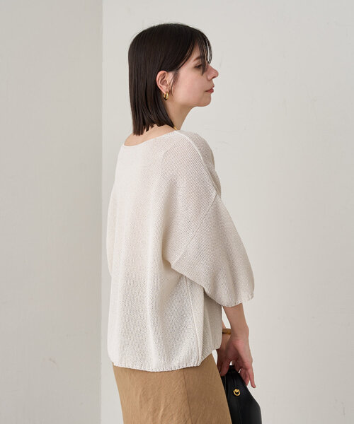 【新品タグ付】Loungedressラウンジドレス ロゴフードニット　アイボリー LOUNGEDRESS（ラウンジドレス）の「2WAY鹿子ニット（ニット