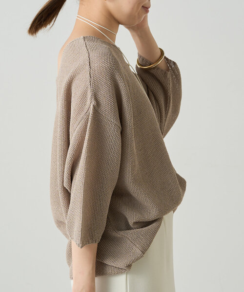 【ラウンジドレス】wool Vニット 美品ラウンジドレス FURカシミヤVニットモカ