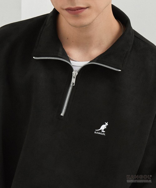 KANGOL（カンゴール）の「KANGOL/カンゴール 別注 ロゴ ワンポイント刺繍ブラッシュドハーフジップ半袖Tシャツ（Tシャツ/カットソー・メンズ・ダークグレー/ブラック/ライトグレー/オフホワイト/ネイビー・M/L/S）」の19枚目の写真