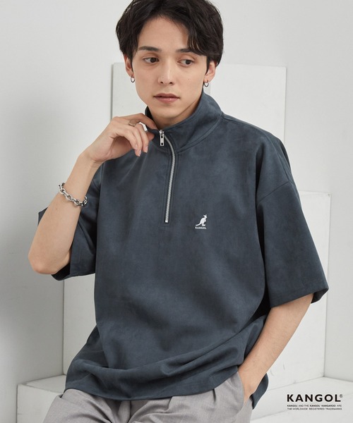 KANGOL カンゴール　ロゴ刺繍　総柄　ハイネック　ジップ　長袖　ニット KANGOL カンゴール ロゴ刺繍 総柄 ハイネック ジップ 長袖 ニット
