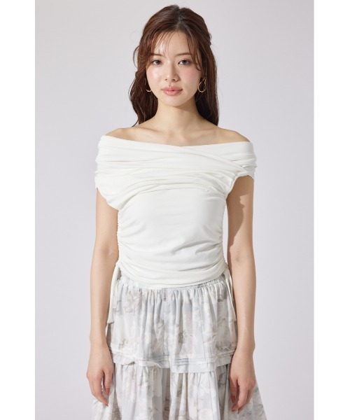 rienda（リエンダ）の「【AKB48 山崎空さん着用】カシュクールサイドドロストトップス 夏服 ノースリーブトップス（Tシャツ/カットソー・レディース・ホワイト/ブラウン/ブラック・FREE）」の8枚目の写真