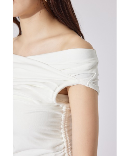 rienda（リエンダ）の「【AKB48 山崎空さん着用】カシュクールサイドドロストトップス 夏服 ノースリーブトップス（Tシャツ/カットソー・レディース・ホワイト/ブラウン/ブラック・FREE）」の12枚目の写真