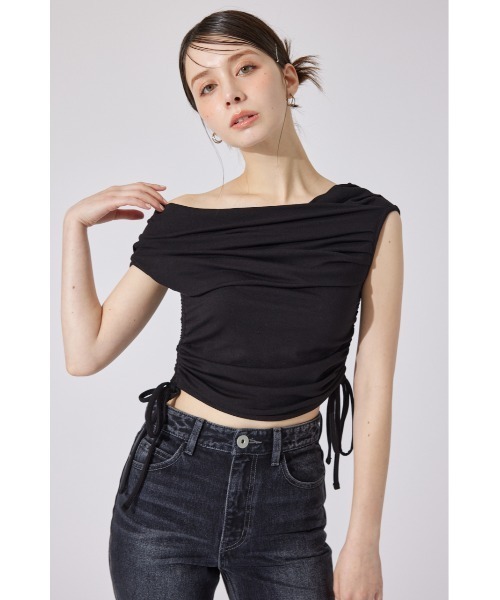 rienda（リエンダ）の「【AKB48 山崎空さん着用】カシュクールサイドドロストトップス 夏服 ノースリーブトップス（Tシャツ/カットソー・レディース・ホワイト/ブラウン/ブラック・FREE）」の14枚目の写真