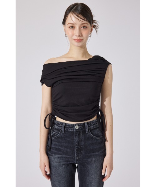 rienda（リエンダ）の「【AKB48 山崎空さん着用】カシュクールサイドドロストトップス 夏服 ノースリーブトップス（Tシャツ/カットソー・レディース・ホワイト/ブラウン/ブラック・FREE）」の18枚目の写真