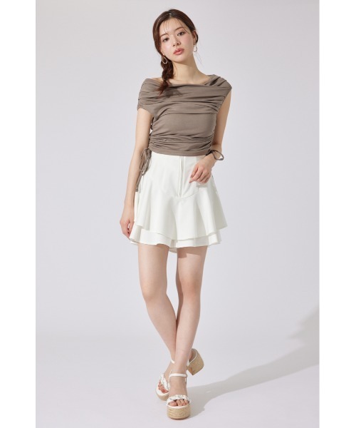 rienda（リエンダ）の「【AKB48 山崎空さん着用】カシュクールサイドドロストトップス 夏服 ノースリーブトップス（Tシャツ/カットソー・レディース・ホワイト/ブラウン/ブラック・FREE）」の21枚目の写真