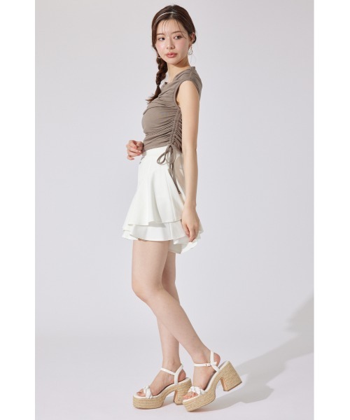 rienda（リエンダ）の「【AKB48 山崎空さん着用】カシュクールサイドドロストトップス 夏服 ノースリーブトップス（Tシャツ/カットソー・レディース・ホワイト/ブラウン/ブラック・FREE）」の22枚目の写真