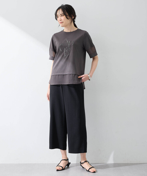 A/C DESIGN BY ALPHA CUBIC(エーシーデザインバイアルファキュービック)の「【接触冷感・UVカット】シアー切替えロゴTシャツ(Tシャツ/カットソー・レディース・ブラック/チャコールグレー/オフホワイト・M/L/LL/3L)」の12枚目の写真