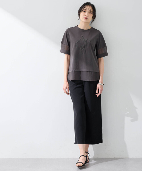 A/C DESIGN BY ALPHA CUBIC(エーシーデザインバイアルファキュービック)の「【接触冷感・UVカット】シアー切替えロゴTシャツ(Tシャツ/カットソー・レディース・ブラック/チャコールグレー/オフホワイト・M/L/LL/3L)」の13枚目の写真