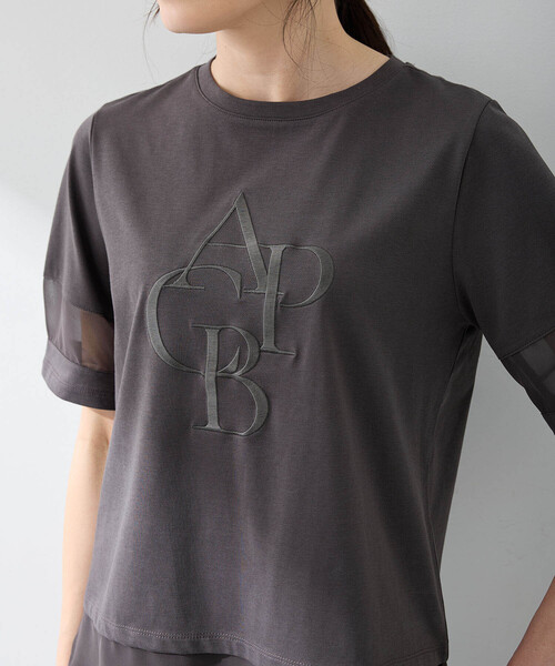 A/C DESIGN BY ALPHA CUBIC(エーシーデザインバイアルファキュービック)の「【接触冷感・UVカット】シアー切替えロゴTシャツ(Tシャツ/カットソー・レディース・ブラック/チャコールグレー/オフホワイト・M/L/LL/3L)」の17枚目の写真