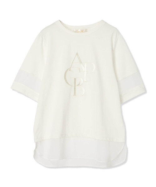 A/C DESIGN BY ALPHA CUBIC(エーシーデザインバイアルファキュービック)の「【接触冷感・UVカット】シアー切替えロゴTシャツ(Tシャツ/カットソー・レディース・ブラック/チャコールグレー/オフホワイト・M/L/LL/3L)」の21枚目の写真