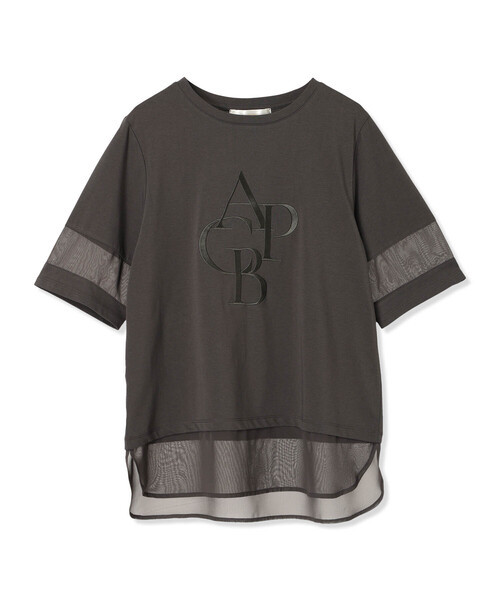 A/C DESIGN BY ALPHA CUBIC(エーシーデザインバイアルファキュービック)の「【接触冷感・UVカット】シアー切替えロゴTシャツ(Tシャツ/カットソー・レディース・ブラック/チャコールグレー/オフホワイト・M/L/LL/3L)」の22枚目の写真