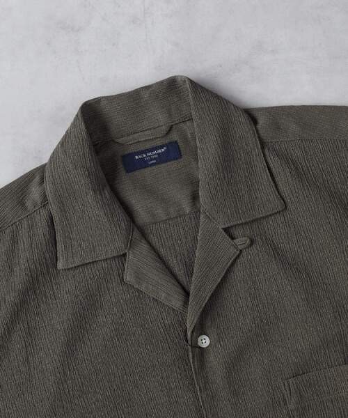 BACK NUMBER（バックナンバー）の「BACK NUMBER(バックナンバー)楊柳オープンカラー半袖シャツ（シャツ/ブラウス・メンズ・オリーブ/ネイビー/ベージュ・L/XL/M）」の17枚目の写真