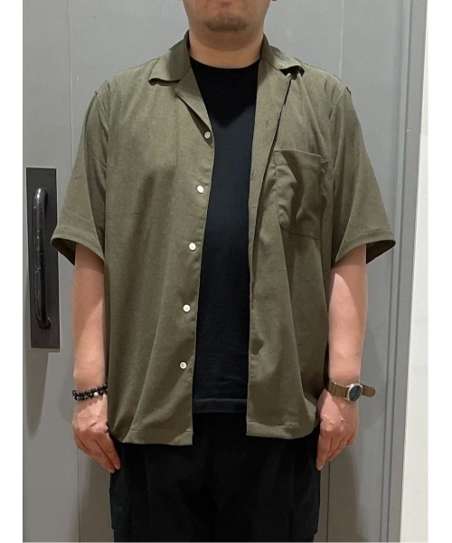 BACK NUMBER（バックナンバー）の「BACK NUMBER(バックナンバー)楊柳オープンカラー半袖シャツ（シャツ/ブラウス・メンズ・オリーブ/ネイビー/ベージュ・L/XL/M）」の11枚目の写真