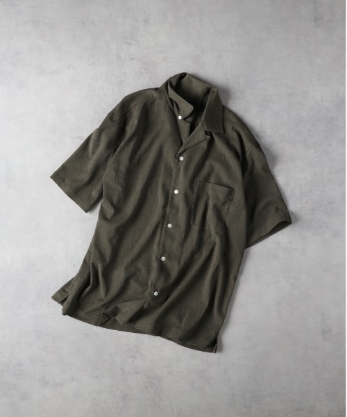 BACK NUMBER（バックナンバー）の「BACK NUMBER(バックナンバー)楊柳オープンカラー半袖シャツ（シャツ/ブラウス・メンズ・オリーブ/ネイビー/ベージュ・L/XL/M）」の9枚目の写真