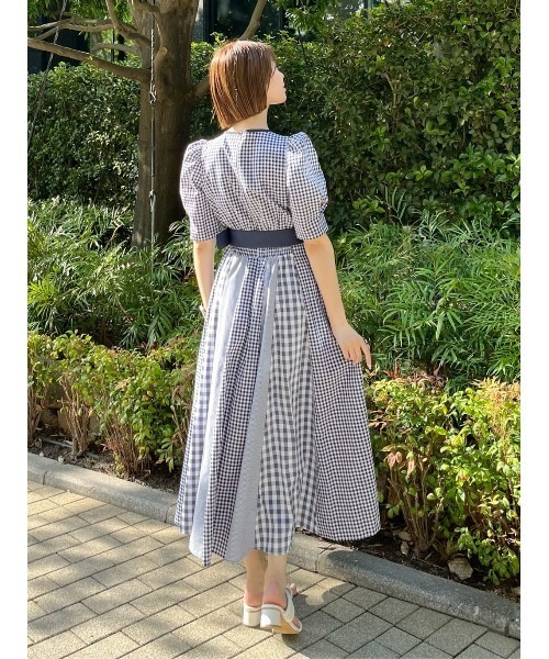 AND COUTURE（アンドクチュール）の「ギンガムMIXパネルワンピース