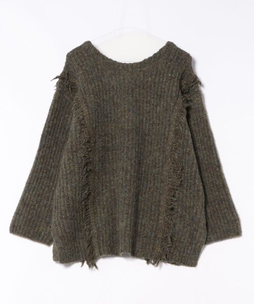 LOWRYS FARM（ローリーズファーム）の「２ＷＡＹフリンジメランジＬＳ　116690（ニット/セーター・レディース・グレー/ピンク/ブルー/アイボリー/チャコールグレー/オレンジ/カーキ/ブラウン・FREE）」の5枚目の写真