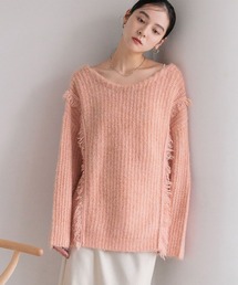 フレームワーク　ゆったり　ピンク　フリルニット　編み natural couture（ナチュラルクチュール）の「パッチワーク