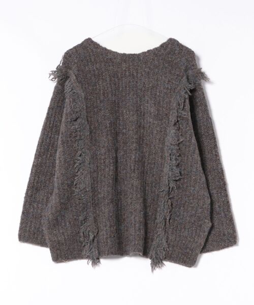 LOWRYS FARM（ローリーズファーム）の「２ＷＡＹフリンジメランジＬＳ　116690（ニット/セーター・レディース・グレー/ピンク/ブルー/アイボリー/チャコールグレー/オレンジ/カーキ/ブラウン・FREE）」の2枚目の写真