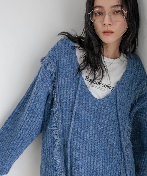 ニット セーター ２ＷＡＹフリンジメランジＬＳ　116690 レディース LOWRYS FARM（ローリーズファーム）の「2WAYフリンジ