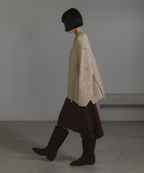 LOWRYS FARM（ローリーズファーム）の「２ＷＡＹフリンジメランジＬＳ　116690（ニット/セーター・レディース・グレー/ピンク/ブルー/アイボリー/チャコールグレー/オレンジ/カーキ/ブラウン・FREE）」の11枚目の写真