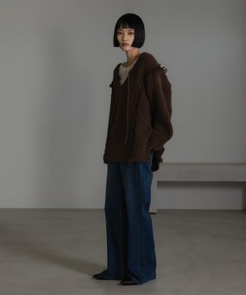 LOWRYS FARM（ローリーズファーム）の「２ＷＡＹフリンジメランジＬＳ　116690（ニット/セーター・レディース・グレー/ピンク/ブルー/アイボリー/チャコールグレー/オレンジ/カーキ/ブラウン・FREE）」の22枚目の写真