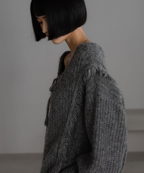 LOWRYS FARM（ローリーズファーム）の「２ＷＡＹフリンジメランジＬＳ　116690（ニット/セーター・レディース・グレー/ピンク/ブルー/アイボリー/チャコールグレー/オレンジ/カーキ/ブラウン・FREE）」の20枚目の写真