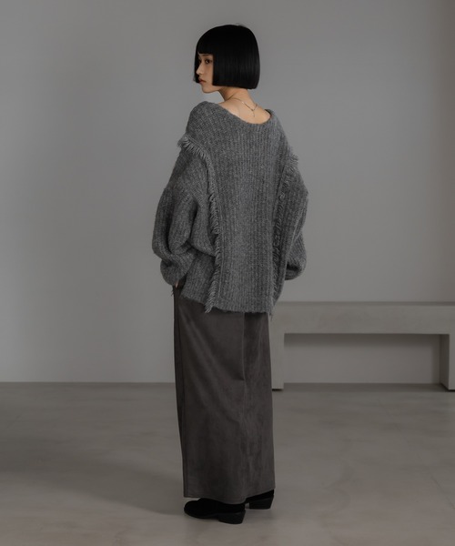 LOWRYS FARM（ローリーズファーム）の「２ＷＡＹフリンジメランジＬＳ　116690（ニット/セーター・レディース・グレー/ピンク/ブルー/アイボリー/チャコールグレー/オレンジ/カーキ/ブラウン・FREE）」の17枚目の写真