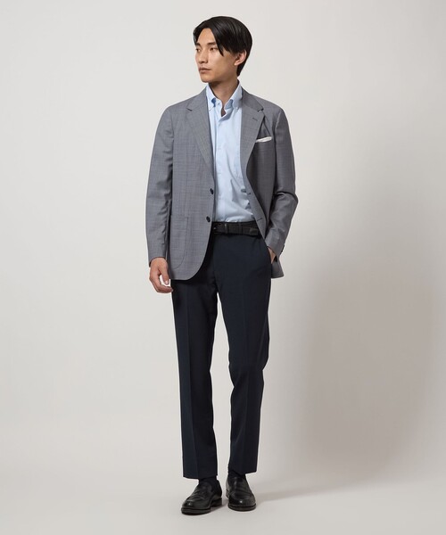 green label relaxing（グリーンレーベルリラクシング）の「A+ COOL ドビー カット スタンダード ボタンダウン 半袖 ドレスシャツ -接触冷感-（ビジネスシャツ・メンズ・ライトブルー/ホワイト・L/M/XL/S）」の5枚目の写真