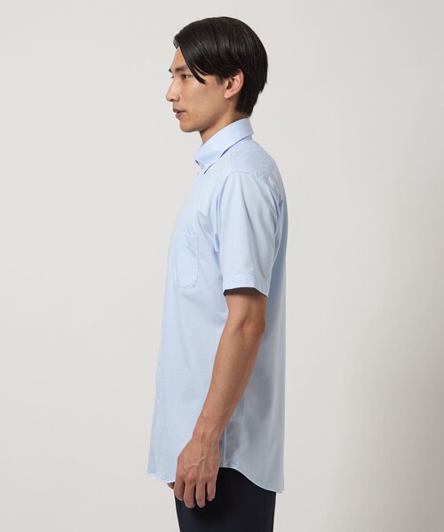 green label relaxing（グリーンレーベルリラクシング）の「A+ COOL ドビー カット スタンダード ボタンダウン 半袖 ドレスシャツ -接触冷感-（ビジネスシャツ・メンズ・ライトブルー/ホワイト・L/M/XL/S）」の9枚目の写真