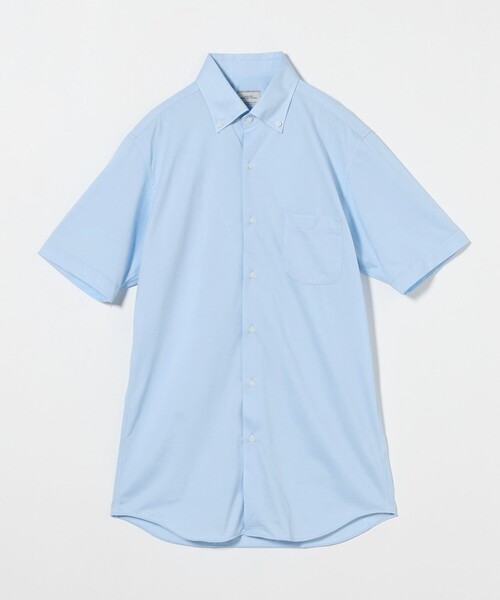 green label relaxing（グリーンレーベルリラクシング）の「A+ COOL ドビー カット スタンダード ボタンダウン 半袖 ドレスシャツ -接触冷感-（ビジネスシャツ・メンズ・ライトブルー/ホワイト・L/M/XL/S）」の12枚目の写真