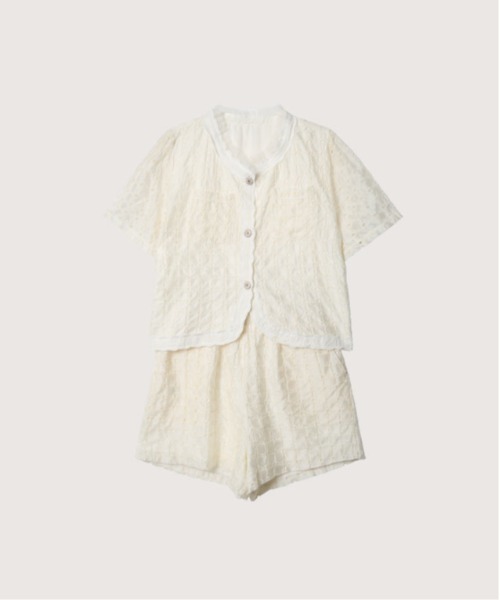 LA POMME petit(ラポミ・プチ)の「Lace Texture Elegant Set up(セットアップ・レディース・ブラック/ピンク/アイボリー・MEDIUM/SMALL/LARGE)」の2枚目の写真