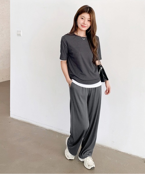by LEGNA(バイレグナ)の「ランダムリブワイドパンツ(その他パンツ・レディース・ホワイト系/ブラック/グレー/グリーン/ブラウン/ブラック系・MEDIUM/LARGE/X-LARGE)」の18枚目の写真