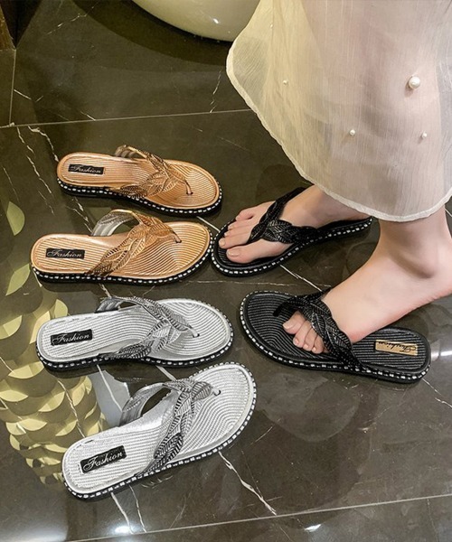 Miniministore(ミニミニストア)の「キラキラトングサンダル ビーチサンダル夏(サンダル・レディース・ブラック/ゴールド/シルバー・24.5cm/24.0cm/23.5cm/23.0cm/25.0cm)」の12枚目の写真