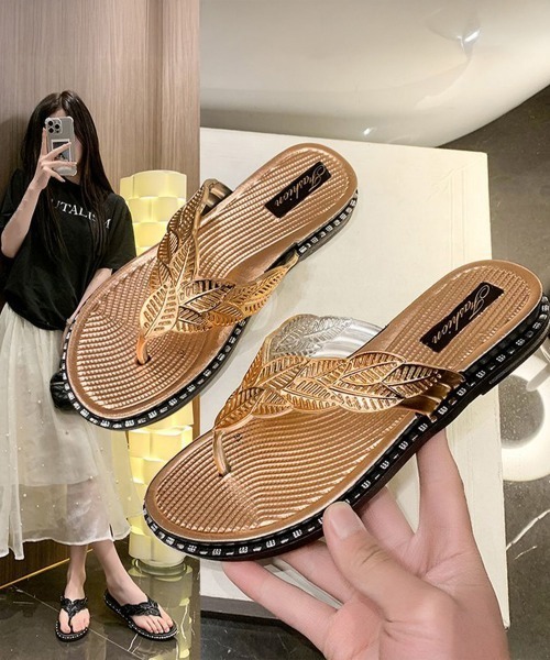 Miniministore(ミニミニストア)の「キラキラトングサンダル ビーチサンダル夏(サンダル・レディース・ブラック/ゴールド/シルバー・24.5cm/24.0cm/23.5cm/23.0cm/25.0cm)」の15枚目の写真