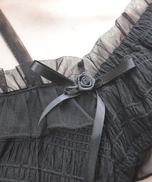 axes femme（アクシーズファム）の「ローズ付ふくれジャカードトップス（Tシャツ/カットソー・レディース・イエロー/ブラック/ホワイト・FREE）」の9枚目の写真