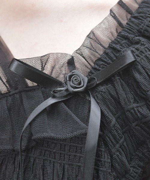 axes femme（アクシーズファム）の「ローズ付ふくれジャカードトップス（Tシャツ/カットソー・レディース・イエロー/ブラック/ホワイト・FREE）」の11枚目の写真