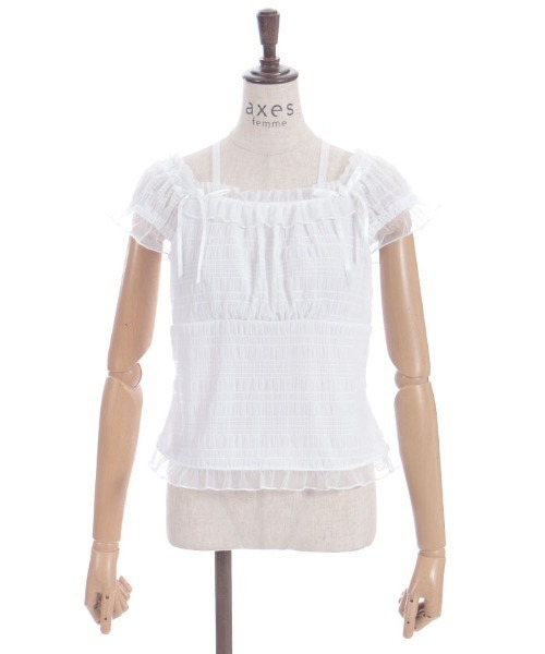 axes femme（アクシーズファム）の「ローズ付ふくれジャカードトップス（Tシャツ/カットソー・レディース・イエロー/ブラック/ホワイト・FREE）」の14枚目の写真