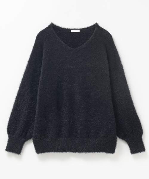 NAVY(ネイビー)の「ふわふわ柔らかな肌さわりのフェザーヤーンVネックニット(ニット/セーター・レディース・オレンジ/ベージュ/ブルーグリーン/ブラック・L/M)」の7枚目の写真