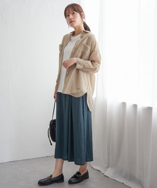 ikka(イッカ)の「【お得だ値】シア刺繍シャツタンクアンサンブル【2点セット】(シャツ/ブラウス・レディース・チャコールグレー/ブルー/ベージュ/ピンク・M/L/S)」の10枚目の写真