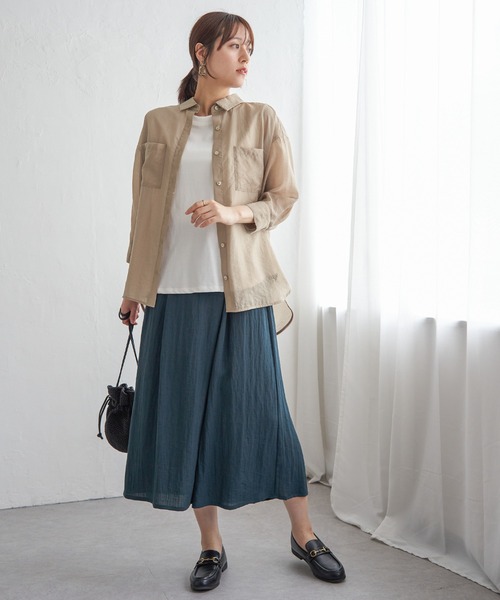 ikka(イッカ)の「【お得だ値】シア刺繍シャツタンクアンサンブル【2点セット】(シャツ/ブラウス・レディース・チャコールグレー/ブルー/ベージュ/ピンク・M/L/S)」の11枚目の写真