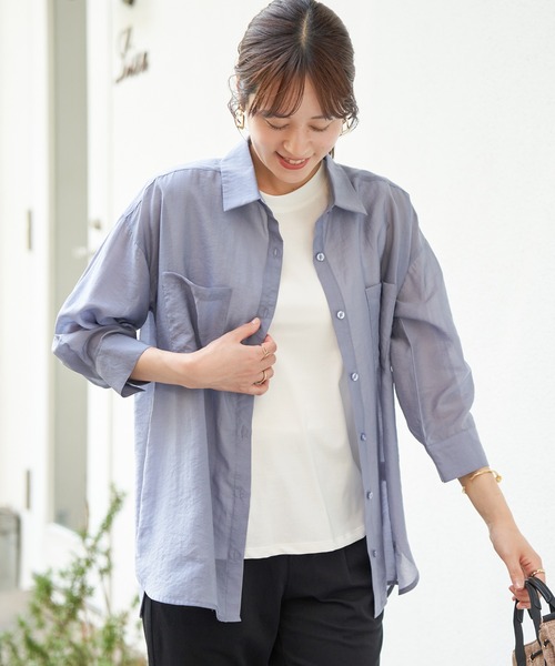 ikka(イッカ)の「【お得だ値】シア刺繍シャツタンクアンサンブル【2点セット】(シャツ/ブラウス・レディース・チャコールグレー/ブルー/ベージュ/ピンク・M/L/S)」の20枚目の写真