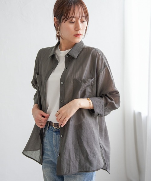 ikka(イッカ)の「【お得だ値】シア刺繍シャツタンクアンサンブル【2点セット】(シャツ/ブラウス・レディース・チャコールグレー/ブルー/ベージュ/ピンク・M/L/S)」の16枚目の写真