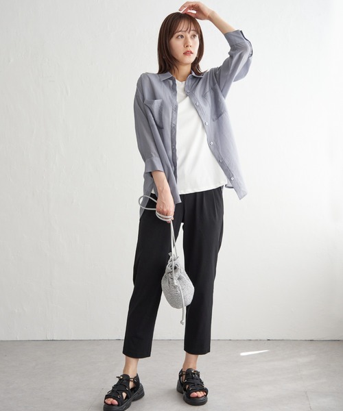 ikka(イッカ)の「【お得だ値】シア刺繍シャツタンクアンサンブル【2点セット】(シャツ/ブラウス・レディース・チャコールグレー/ブルー/ベージュ/ピンク・M/L/S)」の21枚目の写真