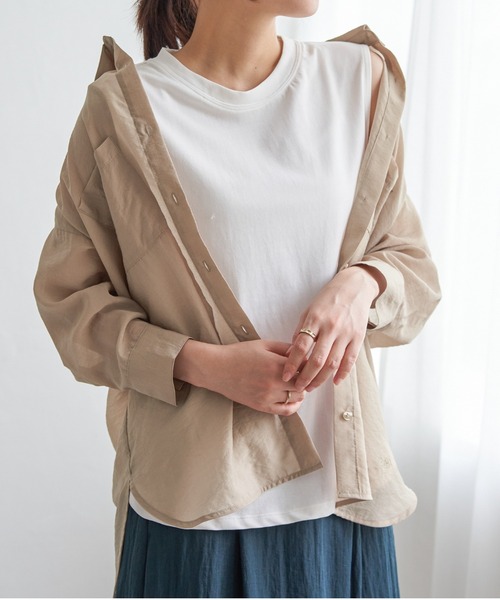 ikka(イッカ)の「【お得だ値】シア刺繍シャツタンクアンサンブル【2点セット】(シャツ/ブラウス・レディース・チャコールグレー/ブルー/ベージュ/ピンク・M/L/S)」の9枚目の写真