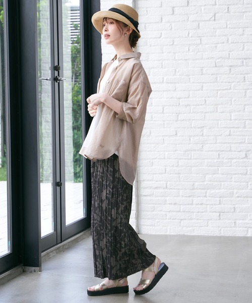 ikka(イッカ)の「【お得だ値】シア刺繍シャツタンクアンサンブル【2点セット】(シャツ/ブラウス・レディース・チャコールグレー/ブルー/ベージュ/ピンク・M/L/S)」の7枚目の写真