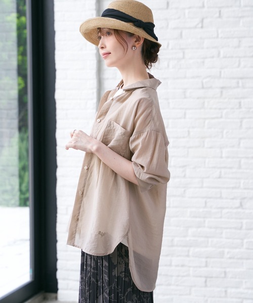 ikka(イッカ)の「【お得だ値】シア刺繍シャツタンクアンサンブル【2点セット】(シャツ/ブラウス・レディース・チャコールグレー/ブルー/ベージュ/ピンク・M/L/S)」の8枚目の写真