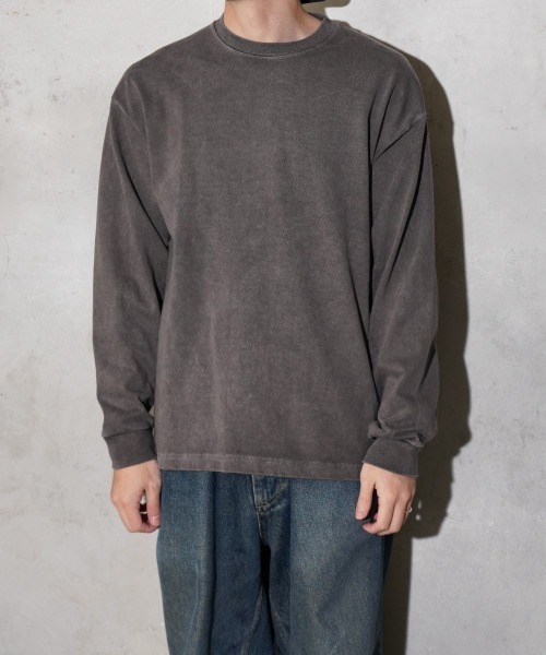 TOWNCRAFT（タウンクラフト）の「TOWNCRAFT / タウンクラフト VINTAGE DYE 9OZ LS TEE ヴィンテージ加工 ピグメント ヘビーウェイト 長袖Tシャツ（Tシャツ/カットソー・メンズ・パープル/ピンク/グリーン/ターコイズブルー/グレー/ブラック・MEDIUM/LARGE/X-LARGE）」の17枚目の写真